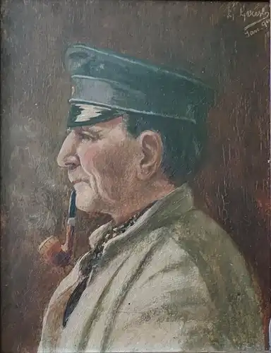 Antike Gemälde Militaria Portrait signiert, datiert 1899