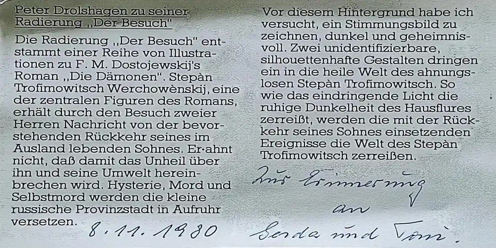 Seltene Radierung von Peter Drolshagen 