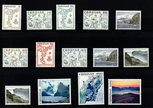 Färöer Jahrgang 1975 komplett, postfrisch, MiNr 7-20 