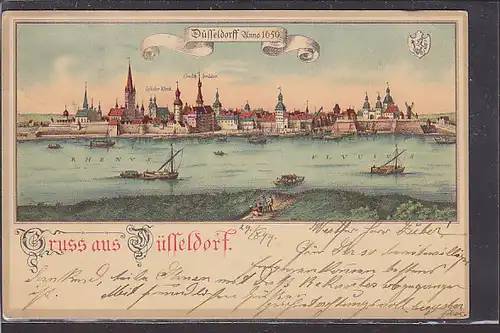 AK Litho Gruss aus Düsseldorf Düsseldorf Anno 1650 1899