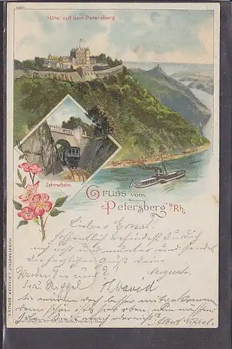AL Litho Gruss vom Petersberg a/Rh. 2.Ansichten 1898