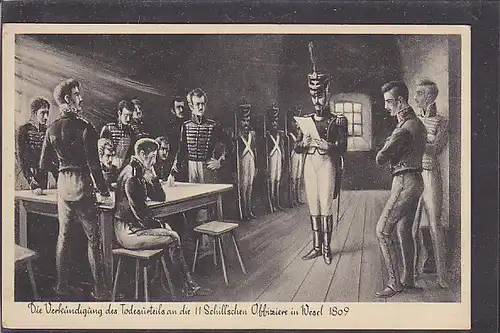AK Die Verkündigung des Todesurteils an die 11 Schillschen Offiziere in Wesel 1920