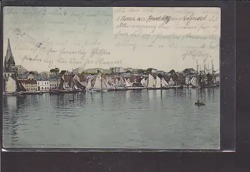 AK Gruss aus Flensburg Hafenpartie 1905