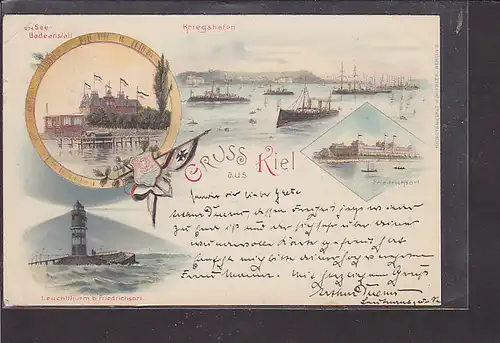 AK Litho Gruss aus Kiel 3.Ansichten 1901