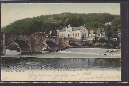 AK Hann. Münden Partie a. der Werra Brücke 1907