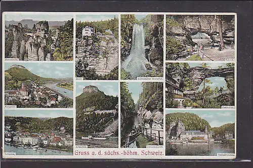 AK Gruss a.d. sächs.-böhm. Schweiz 10.Ansichten 1925