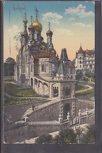 AK Karlsbad Russische Kirche 1918