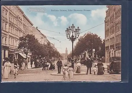 AK Gruss aus Neukölln Berliner Strasse Ecke Hermann Strasse 1910