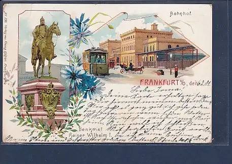 AK Litho Frankfurt a/O. 2. Ansichten Bahnhof 1901