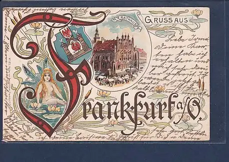 AK Litho Gruss aus Frankfurt a/O. Rathaus 1901