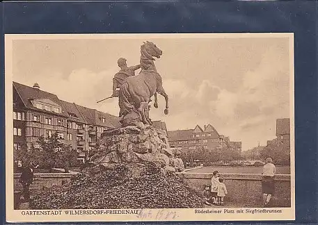 AK Gartenstadt Wilmersdorf-Friedenau Rüdesheimer Platz mit Siegfriedbrunnen 1927