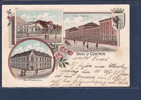 AK Litho Gruss aus Cüstrin 3.Ansichten Neue Kaserne 1900