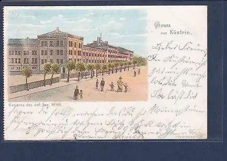 AK Gruss aus Küstrin Kaserne des Inf.Reg. No 48 1900