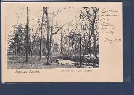 AK Gruss aus Pankow Wasserfall im Königl. Schlosspark 1902