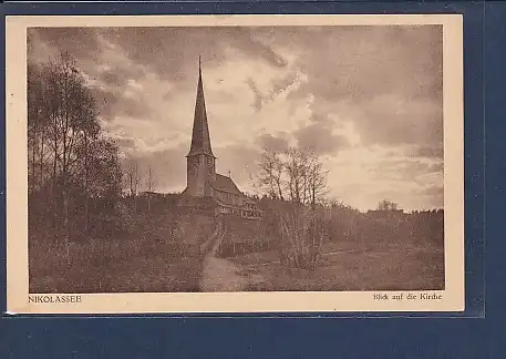 AK Nikolassee Blick auf die Kirche 1930