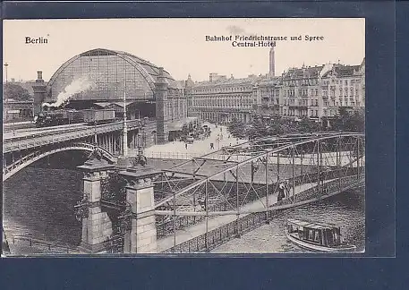 AK Berlin Bahnhof Friedrichstrasse und Spree 1920