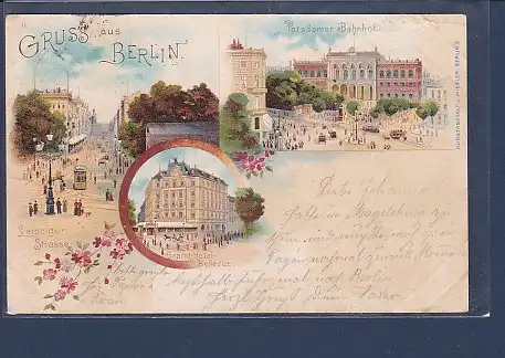 AK Litho Gruss aus Berlin 3.Ansichten Potsdamer Bahnhof 1902