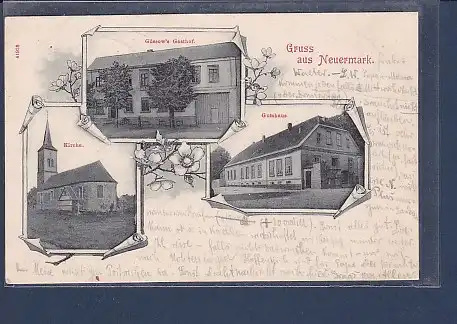 AK Gruss aus Neuermark 3.Ansichten Güssow´s Gasthof 1903