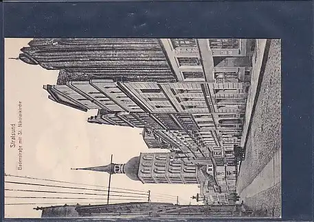 AK Stralsund Badenstraße mit St. Nikolaikirche 1920