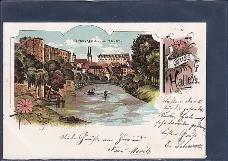 AK Litho Gruss aus Halle a/S. Moritzburg 1901