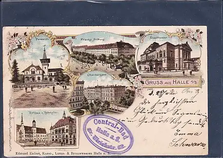 AK Litho Gruss aus Halle A/S. 5.Ansichten Oberbergamt 1901