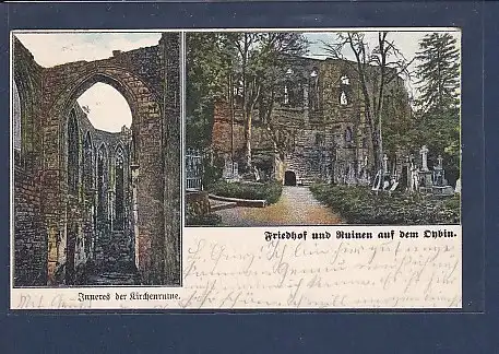 AK Friedhof und Ruinen auf dem Oybin 1906