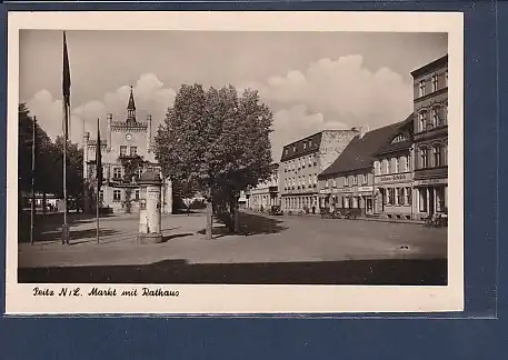 AK Peitz Markt mit Rathaus 1958