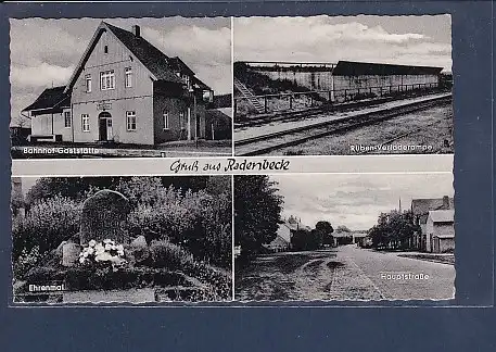 AK Gruß aus Radenbeck 4.Ansichten Bahnhof Gaststätte 1968