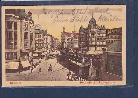 AK Hamburg Hochbahn am Rödingsmarkt 1928