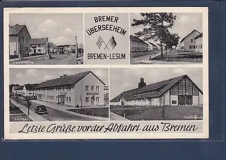 AK Letzte Grüße von der Abfahrt aus Bremen Bremer Überseeheim Bremen Lesum 1953