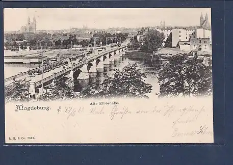 AK Magdeburg Alte Elbbrücke 1901