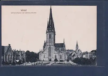 AK Wesel Willibrordiplatz mit Willibrordikirche 1920