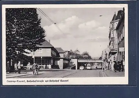 AK Castrop-Rauxel Bahnhofstraße mit Bahnhof Rauxel 1961