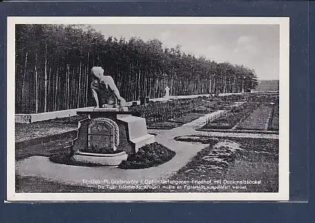AK Tr.-Ueb.-Pl. Grafenwöhr i. Opf. - Gefangenen Friedhof mit Denkmalsockel 1940