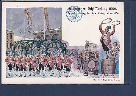AK Münchener Schäfflertanz 1900 Offizielle Ausgabe des Tänzer Comites