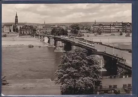 AK Dresden Dimitroff Brücke mit Blick auf Dresden Neustadt 1966