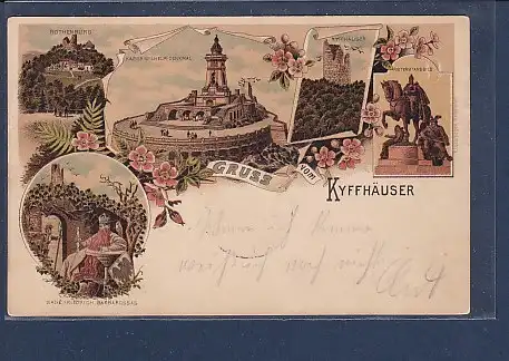 Litho AK Gruss vom Kyffhäuser 5.Ansichten 1906