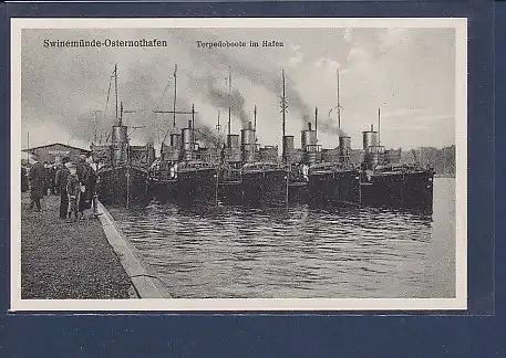 AK Swinemünde Osternothafen Torpedoboote im Hafen 1920