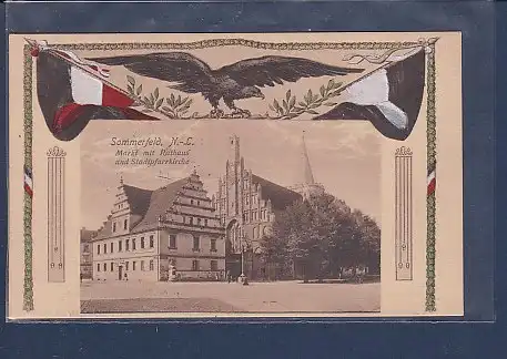 AK Sommerfeld N.-L. Markt mit Rathaus und Stadtpfarrkirche 1916