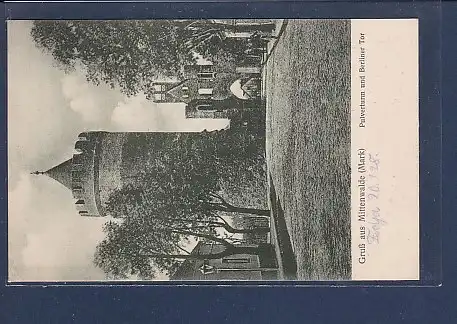 AK Gruß aus Mittenwalde (Mark) Pulverturm und Berliner Tor 1920