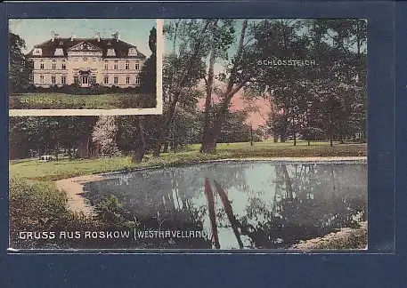 AK Gruss aus Roskow ( Westhavelland) 2.Ansichten Schloss 1921