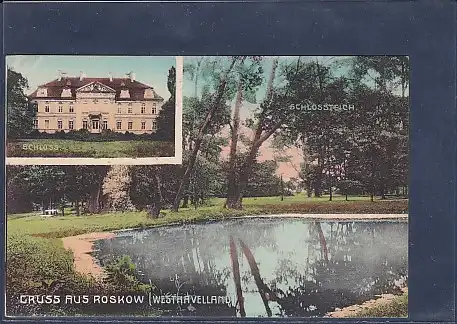 AK Gruss aus Roskow ( Westhavelland) 2.Ansichten Schloss 1910