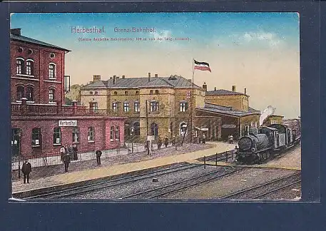 AK Herbesthal Grenz Bahnhof ( Letzte deutsche Bahnstation) 1916