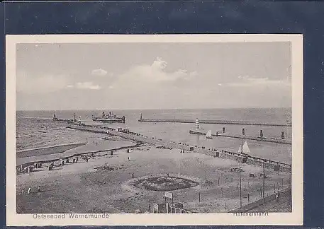 AK Ostseebad Warnemünde Hafeneinfahrt 1930