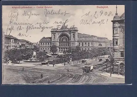 AK Budapest Central Bahnhof 1908