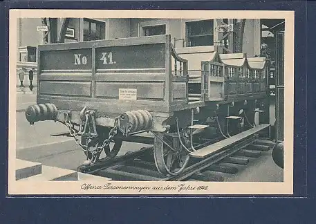AK Offener Personenwagen aus dem Jahre 1843 Verkehrs u. Bau Museum Berlin 1940