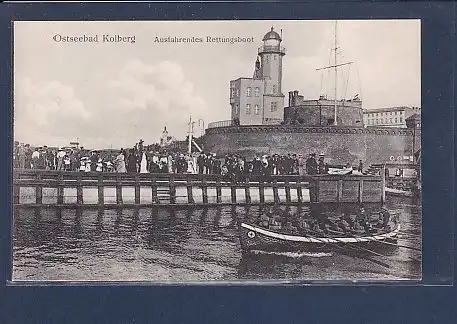 AK Ostseebad Kolberg Ausfahrendes Rettungsboot 1920
