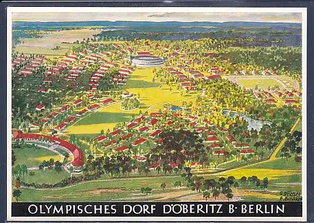 AK Olympisches Dorf Döberitz b. Berlin Werbe Postkarte Nr.4 Olympische Spiele 1936