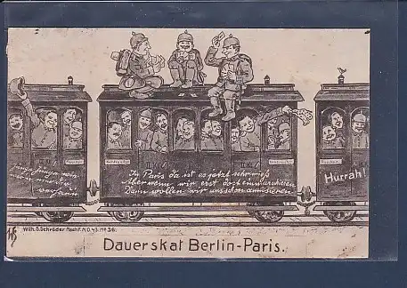 AK Dauerskat Berlin - Paris 1914