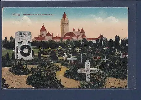 AK Leipzig Heldenhain und Krematorium 1918